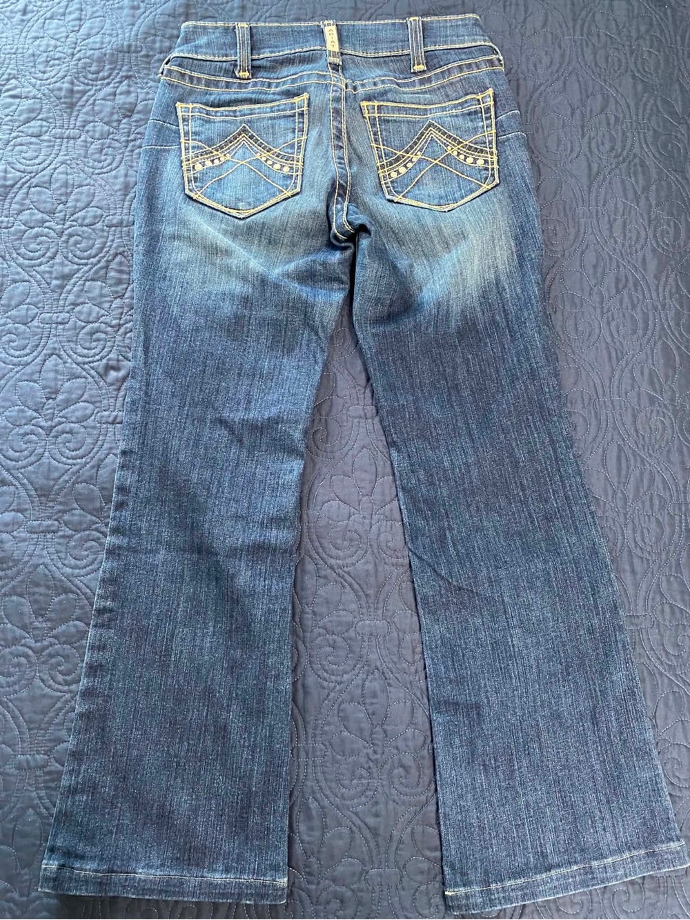 Women’s Dark Blue Bootcut Jeans with Embroidered Back Pockets